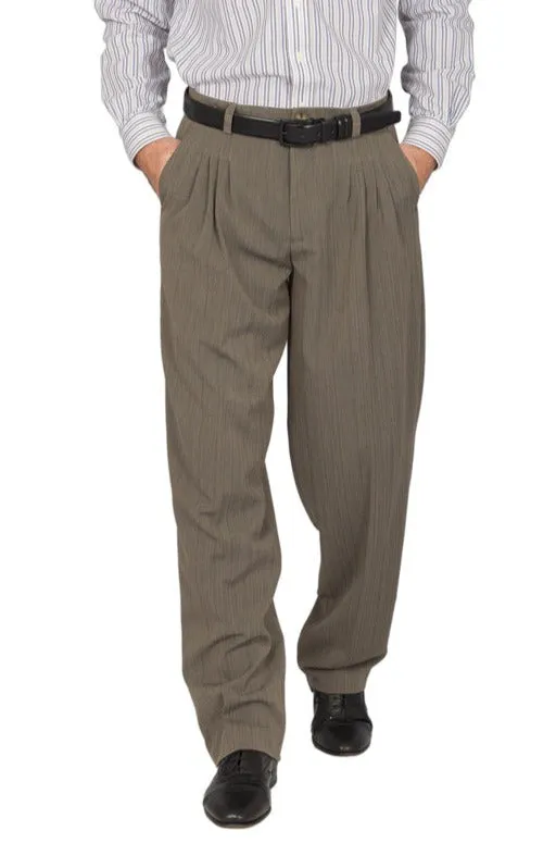 Ash Grey Striped Tango Pants With Four Pleats