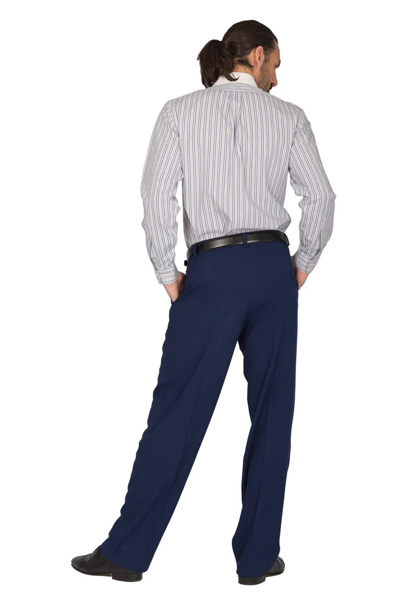 Blue Viscose Tango Pants With Two Pleats