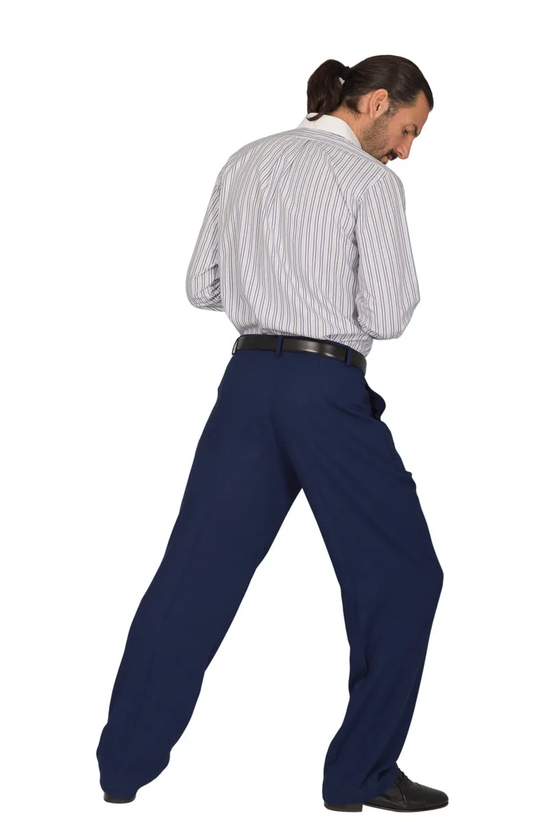 Blue Viscose Tango Pants With Two Pleats