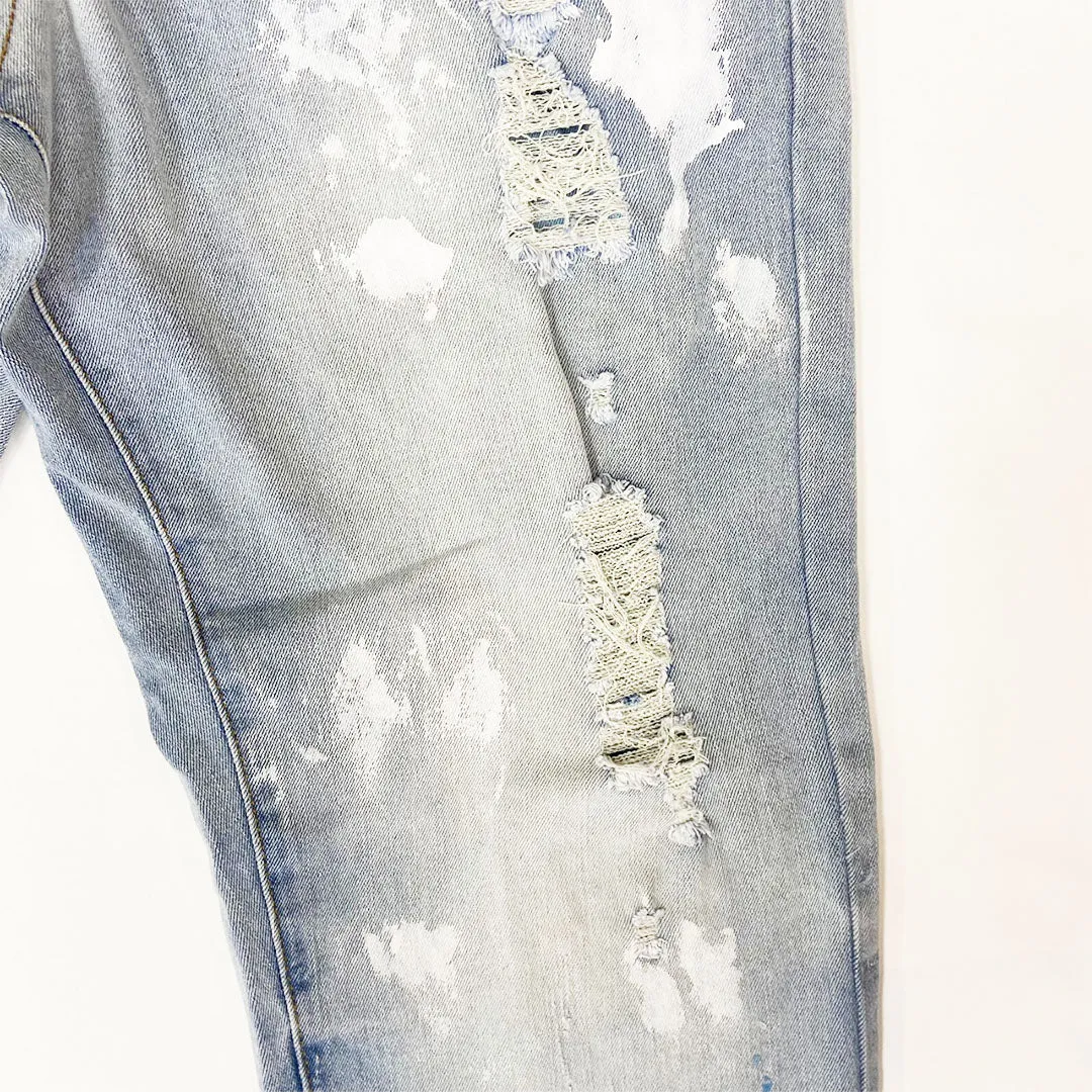 Bleecker&Mercer Distressed Ripped Paint Jeans Pants