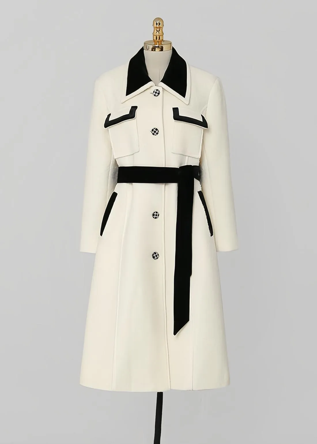 Tracy Colorblock Wool Blend Long Coat