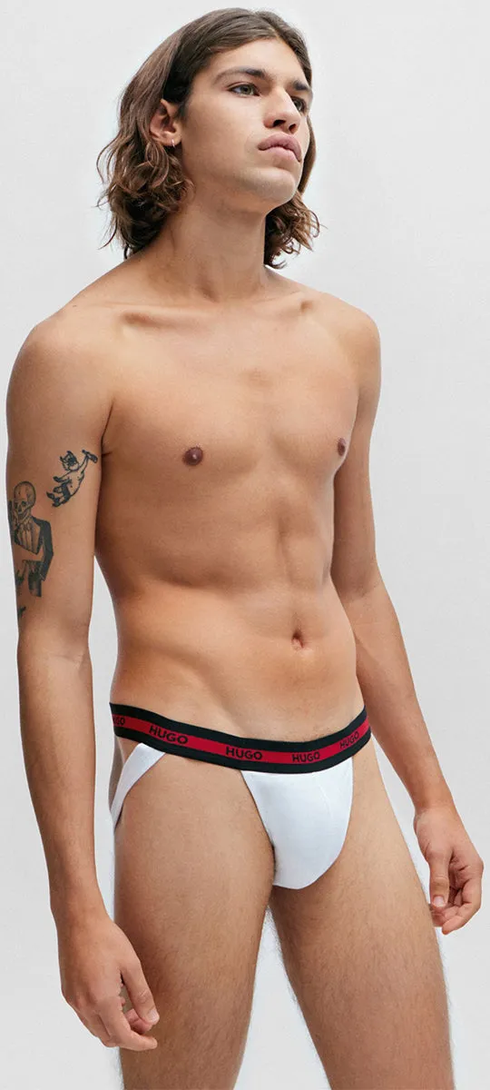 Boss Jockstrap Triple Pack In White Black Red For Men