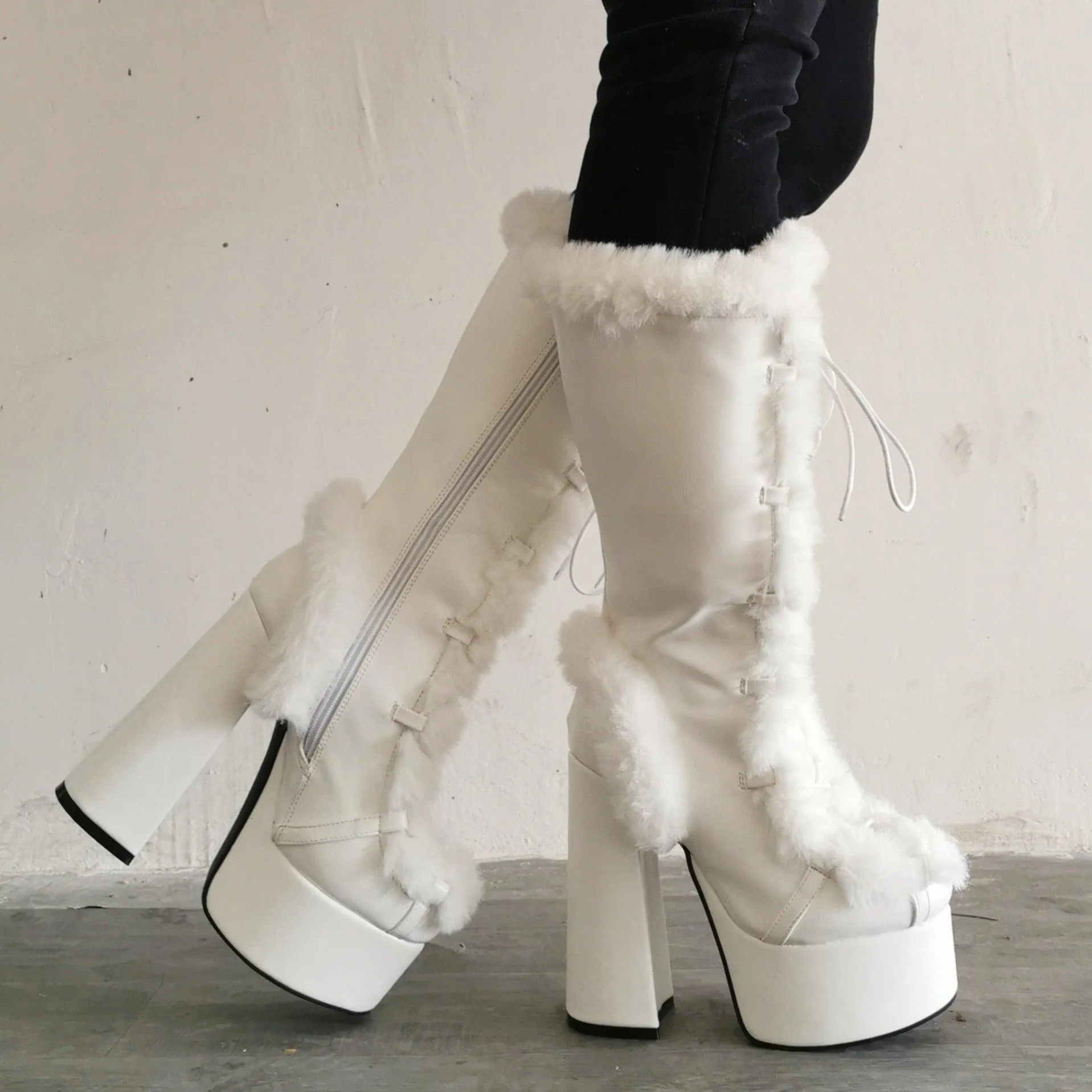 Warm High Heels Platform Boots