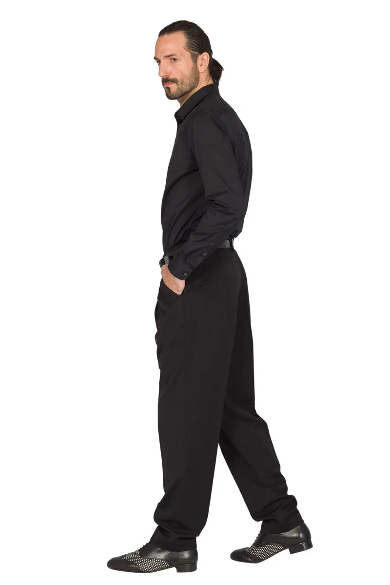 Black Men's Tango Pants With Three Pleats (40)