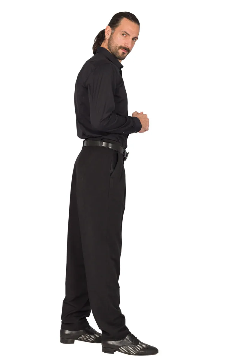 Black Men's Tango Pants With Three Pleats (40)