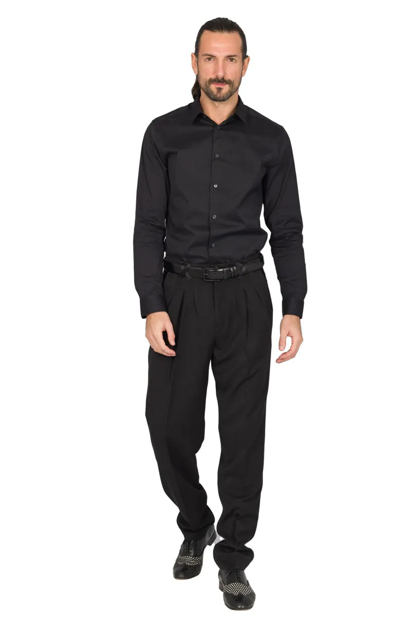 Black Men's Tango Pants With Three Pleats (40)