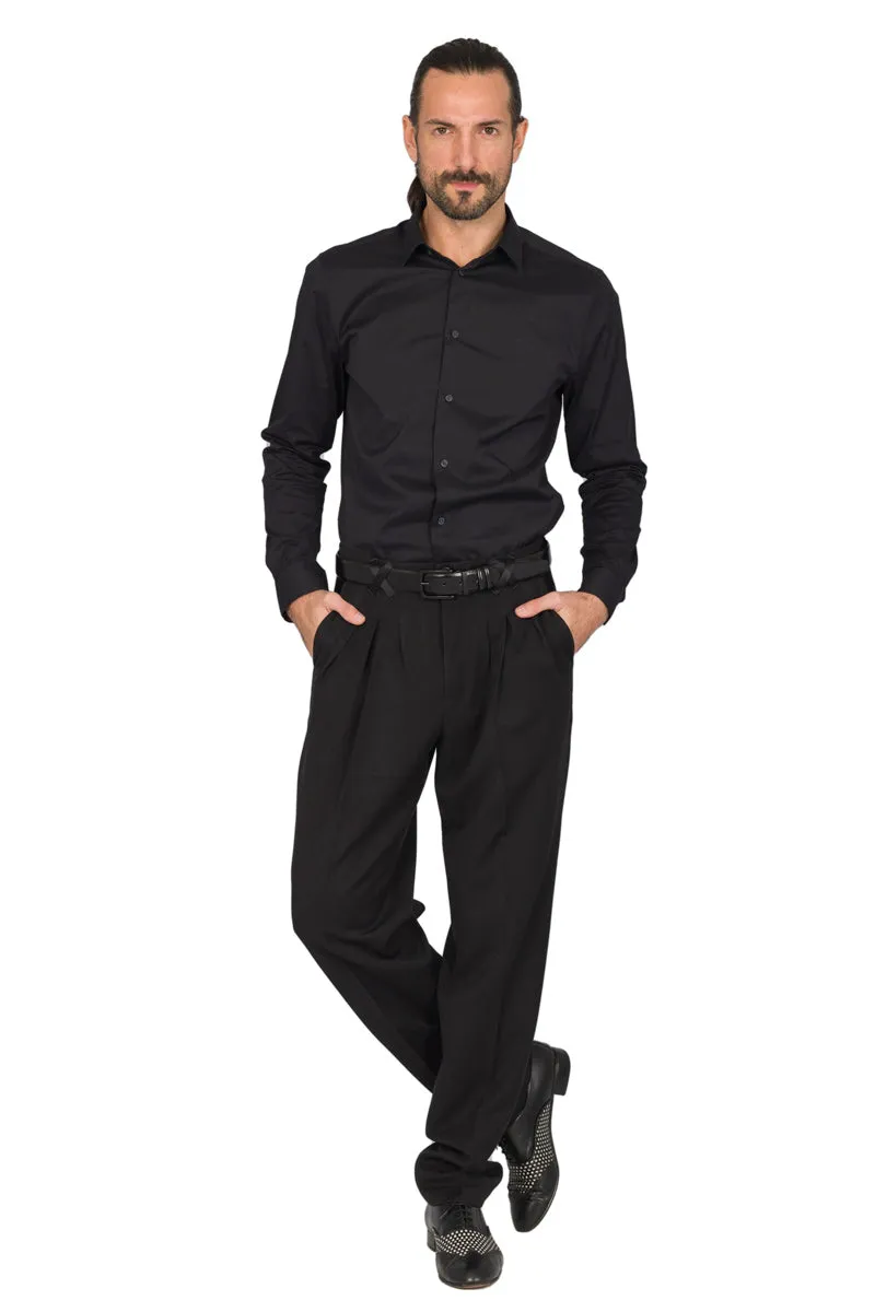 Black Men's Tango Pants With Three Pleats (40)