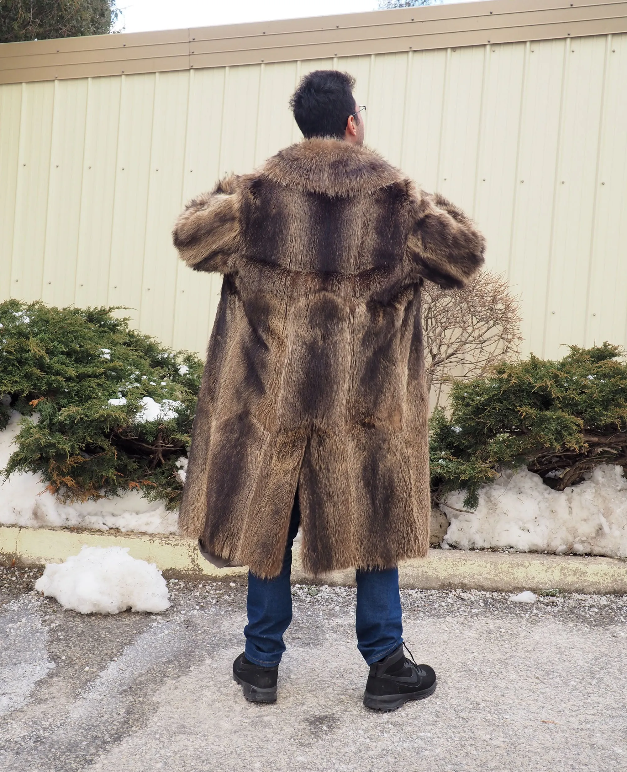 Reversible Raccoon Fur Coat Coats For Men M/L 47 Long