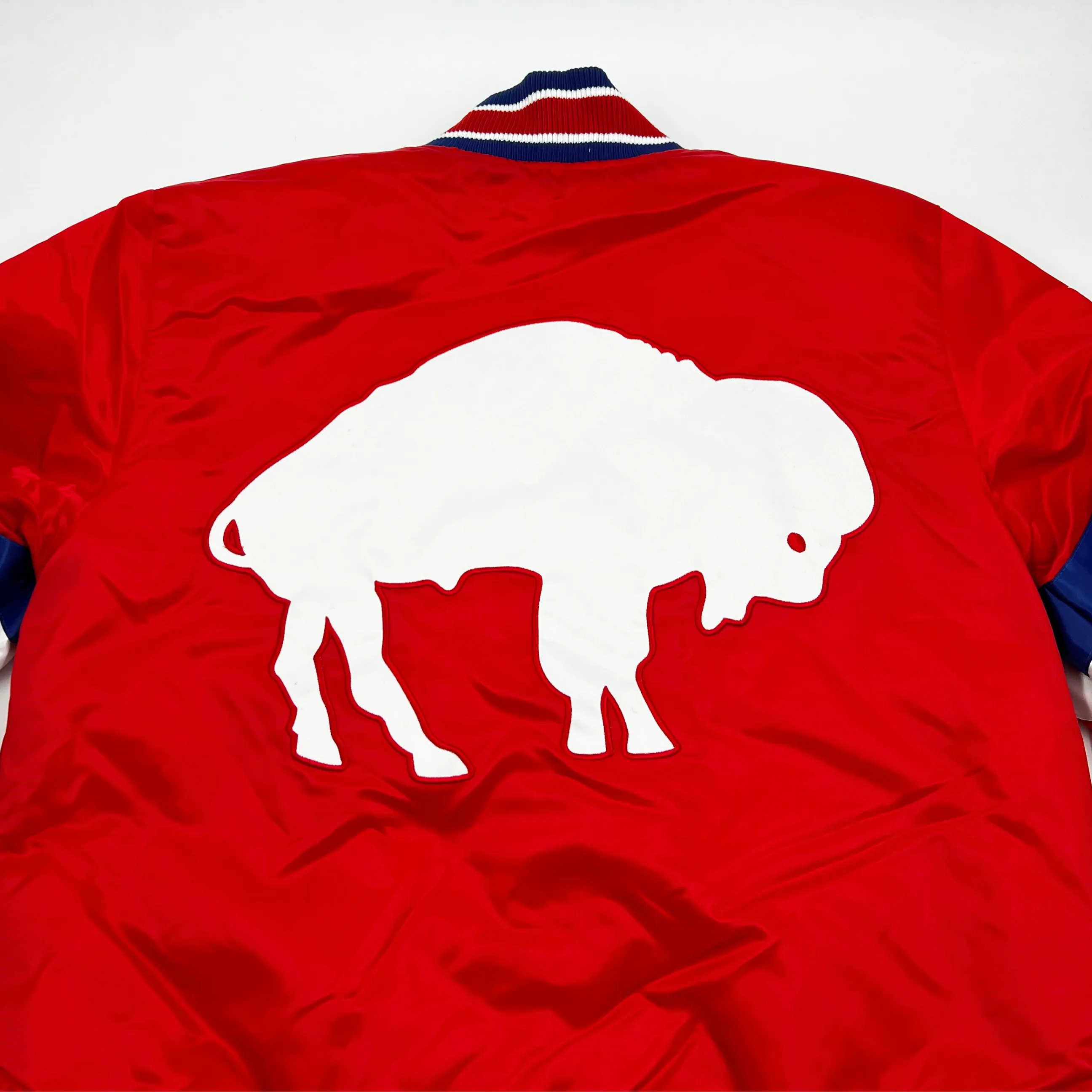 Buffalo Bills Red Satin Varsity Snap Up Starter Jacket