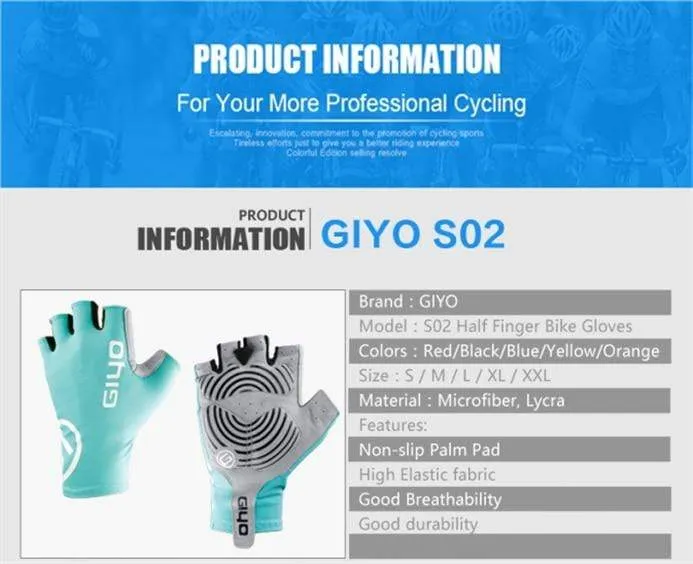 Anti Slip Gel Wind Cycling Half Finger Gloves Breathable Outdoor Lycra Fabric Mittens MTB Gloves Racing Road Bike Glove