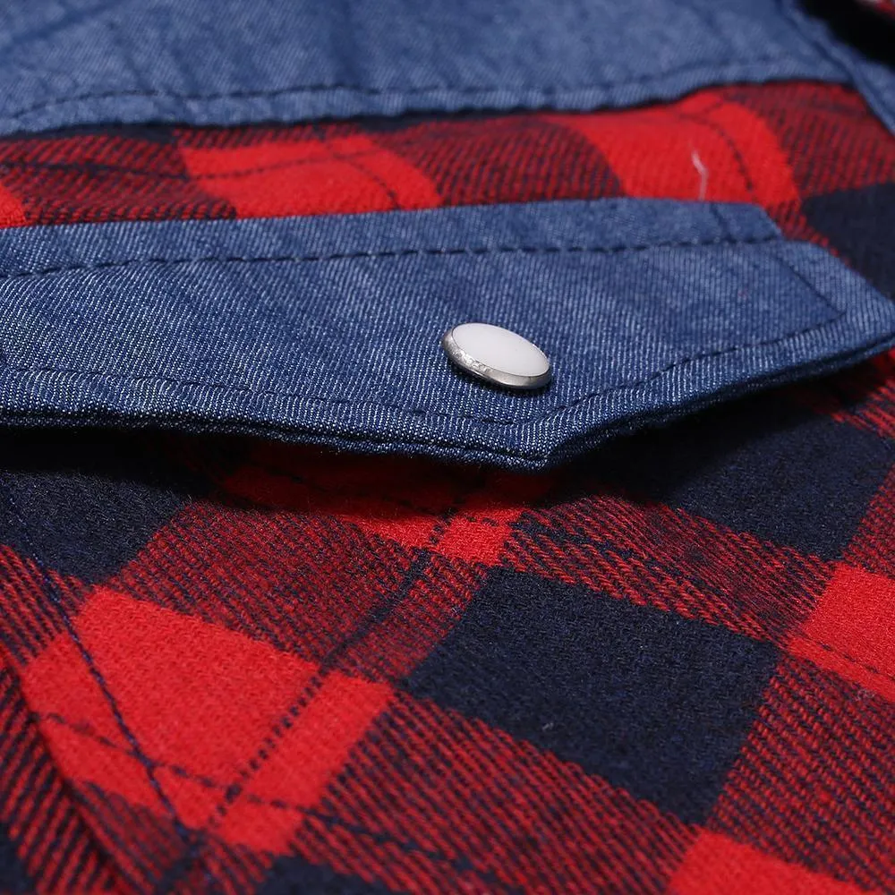 Plaid Casual Denim Shirt For Men,