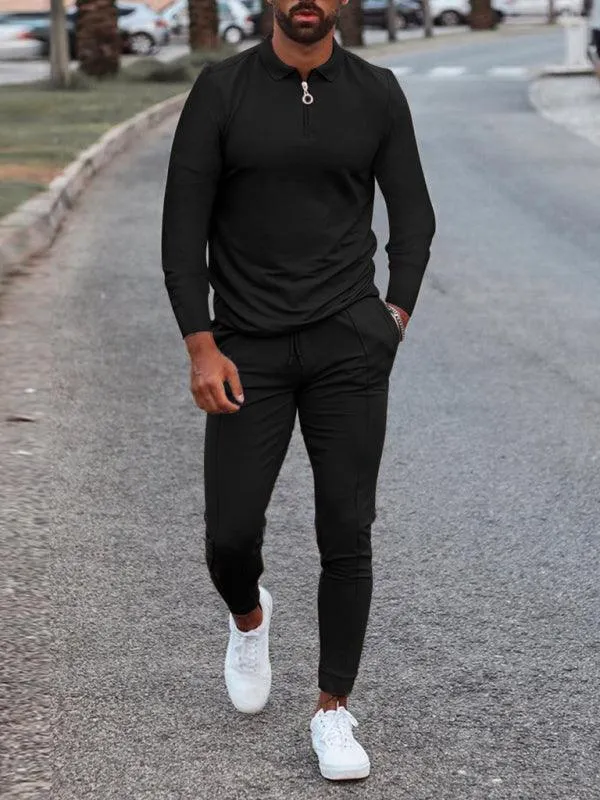 Lapel Long Sleeve Casual Men Tracksuit