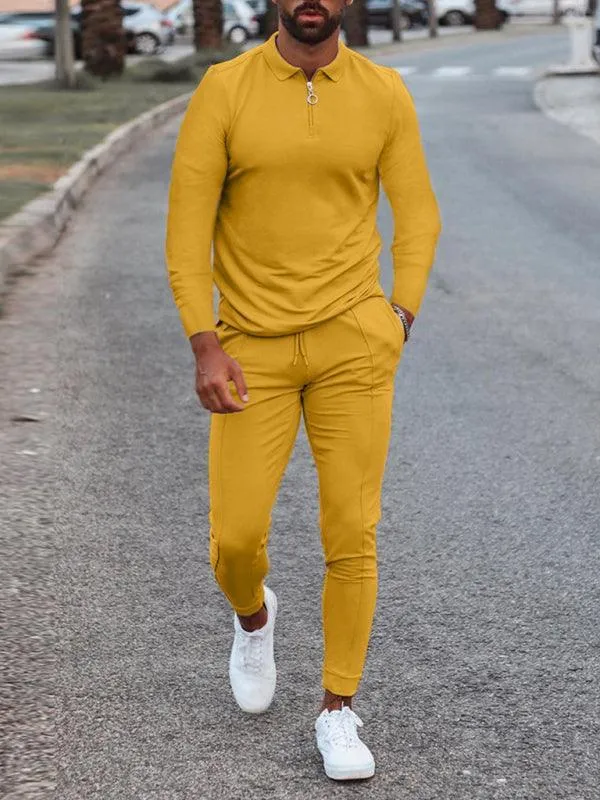 Lapel Long Sleeve Casual Men Tracksuit