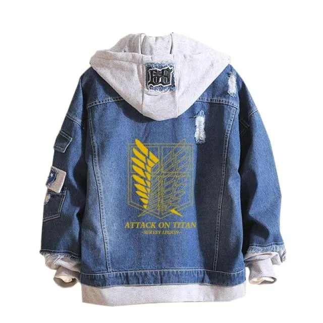 Attack on Titan Denim Jacket Women/Men Jeans Hoodie Sweatshirt Anime Eren Jaeger Levi Titans Attack Clothing Men Women Cosplay