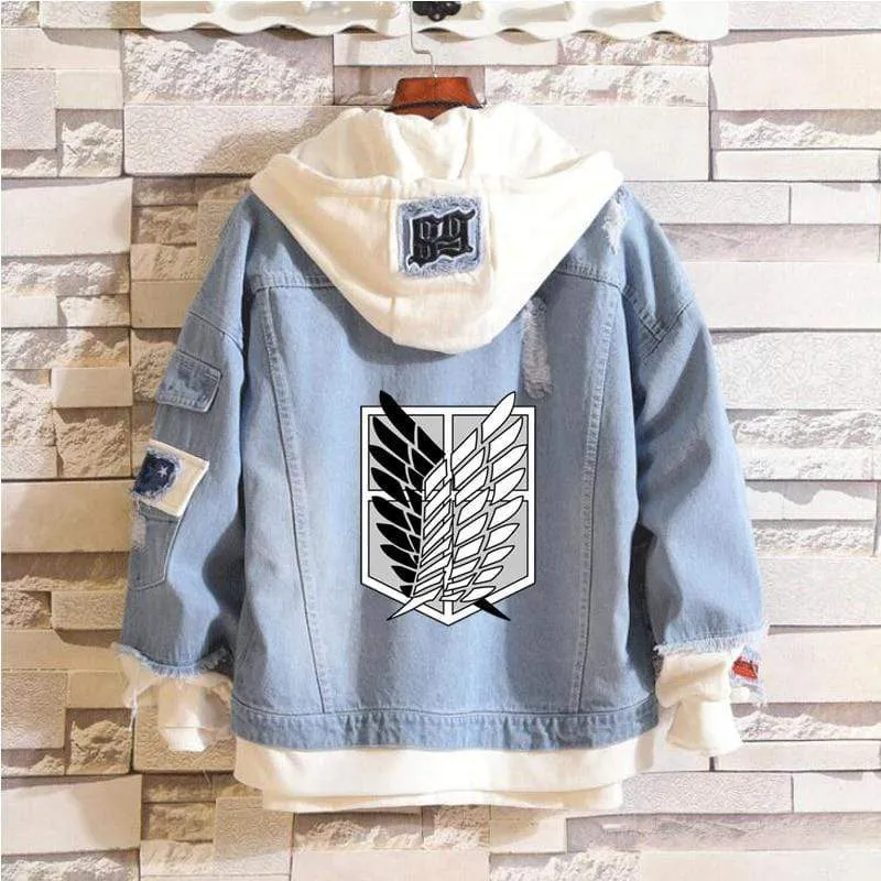 Attack on Titan Denim Jacket Women/Men Jeans Hoodie Sweatshirt Anime Eren Jaeger Levi Titans Attack Clothing Men Women Cosplay