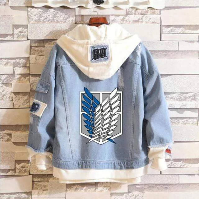 Attack on Titan Denim Jacket Women/Men Jeans Hoodie Sweatshirt Anime Eren Jaeger Levi Titans Attack Clothing Men Women Cosplay