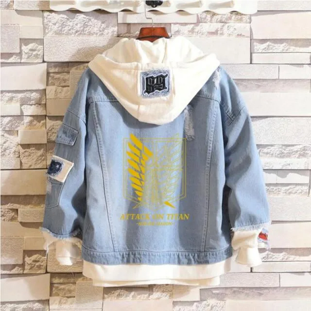 Attack on Titan Denim Jacket Women/Men Jeans Hoodie Sweatshirt Anime Eren Jaeger Levi Titans Attack Clothing Men Women Cosplay