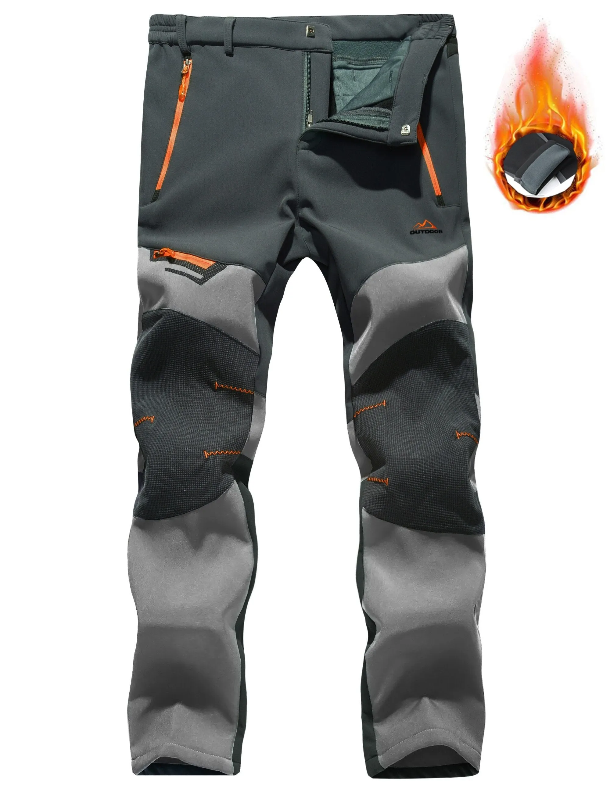 All Season Breathable Mens Tactical Pants Fishing Hiking Camping Waterproof No Fleece Pants Zipper Pocket Casual Trousers