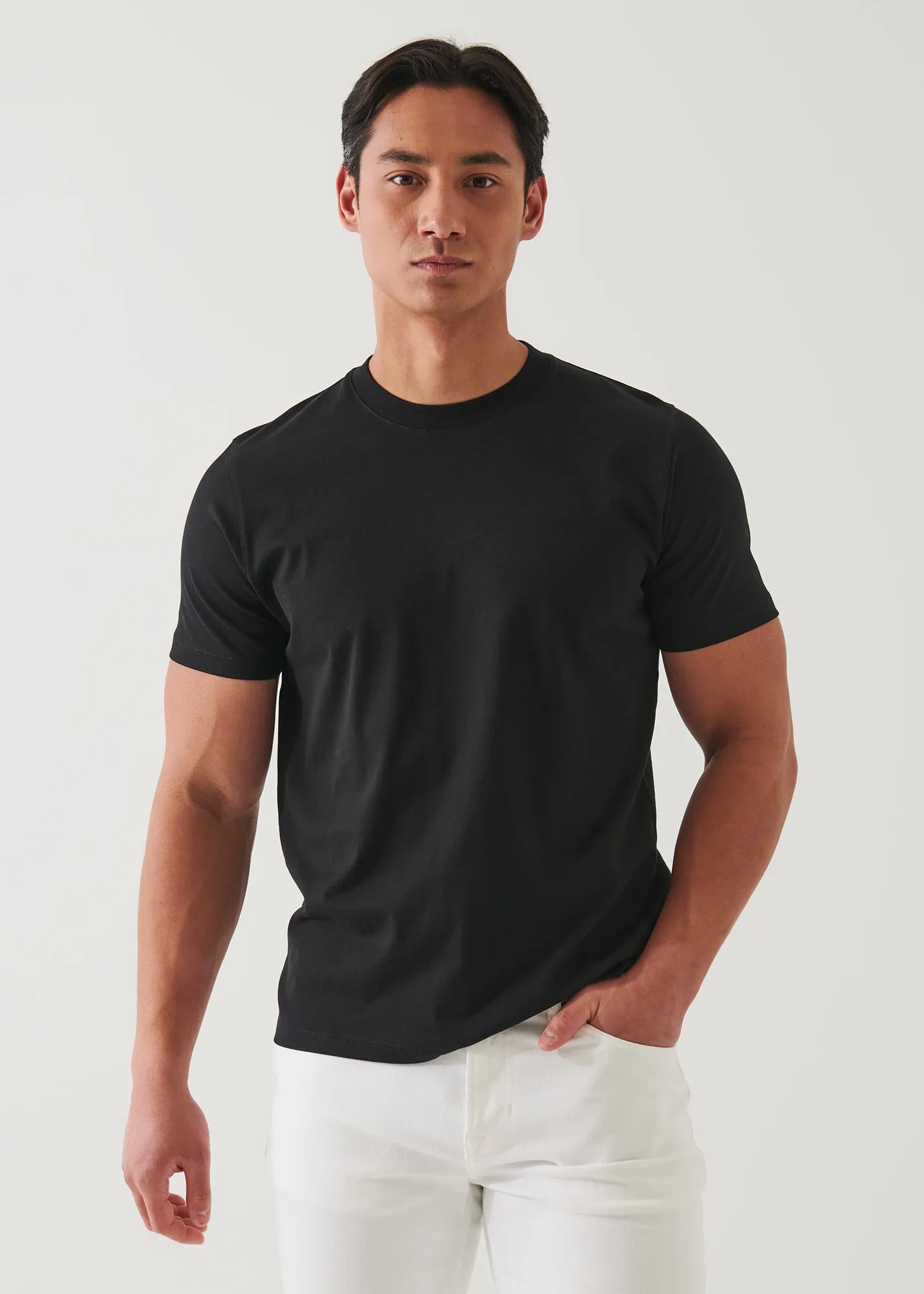 MERCERIZED PIMA COTTON HIGH NECK T-SHIRT