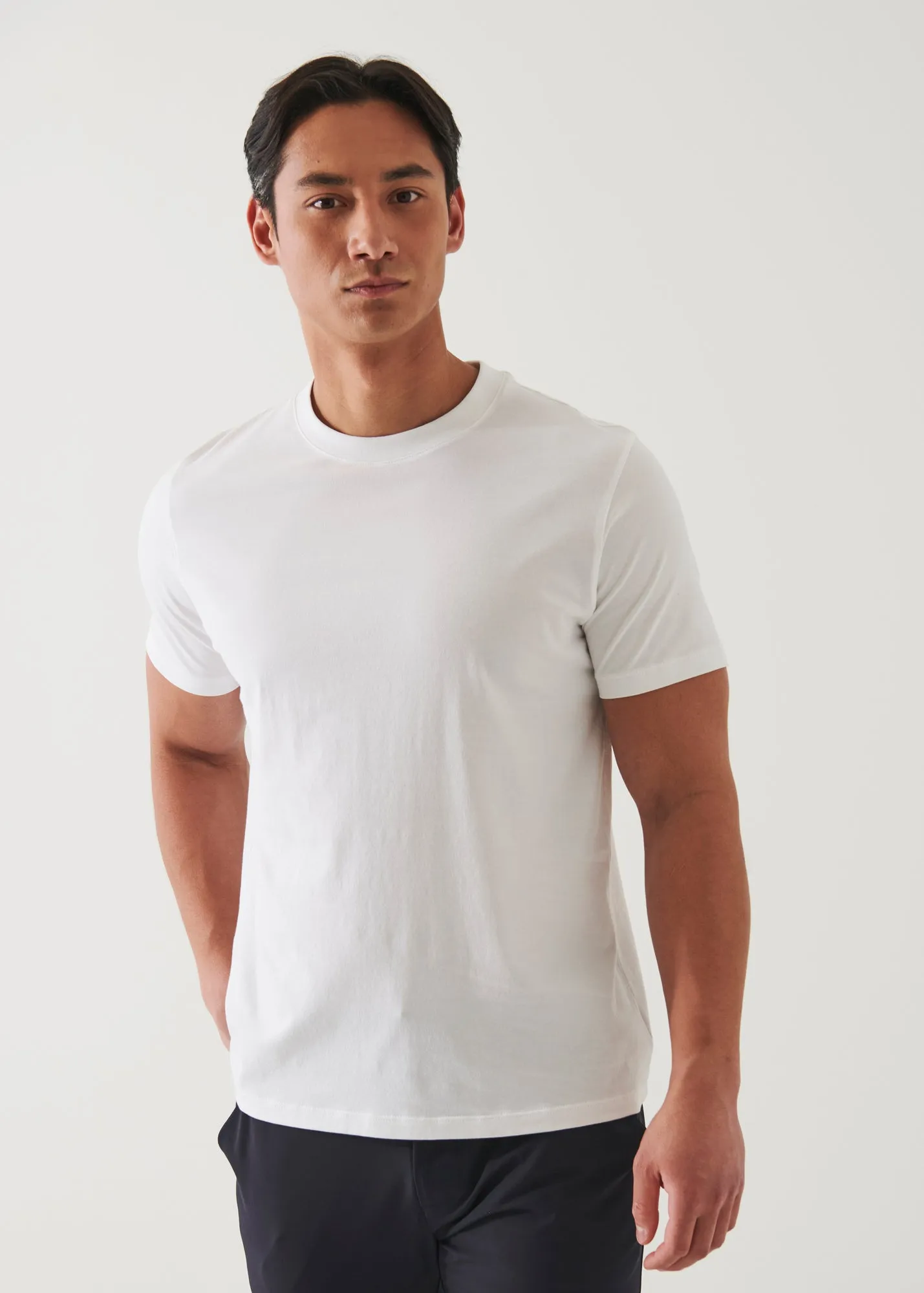 MERCERIZED PIMA COTTON HIGH NECK T-SHIRT