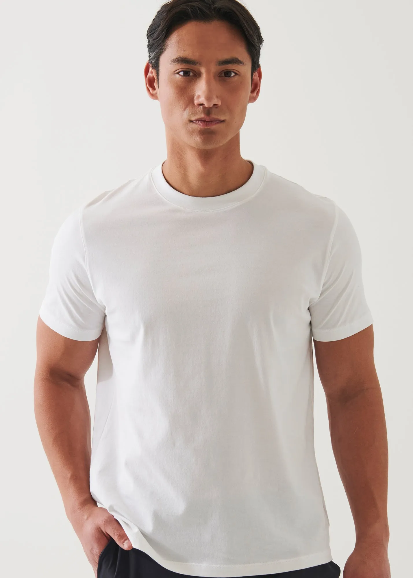 MERCERIZED PIMA COTTON HIGH NECK T-SHIRT