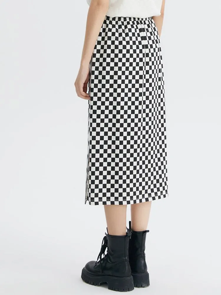 Checkerboard Knit Skirt