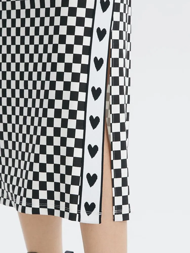 Checkerboard Knit Skirt