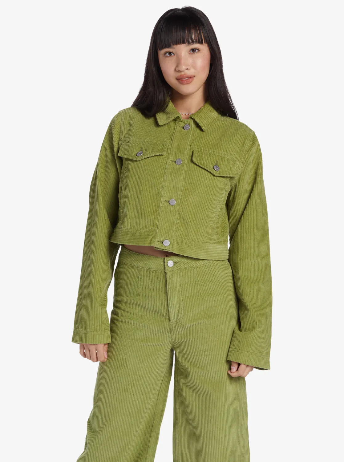 Chloe Kim Cropped Corduroy Jacket - Iguana