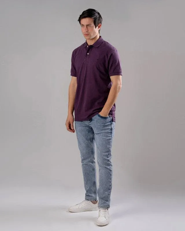 CLASSIC FIT PIQUE POLO SHIRT - BURGUNDY