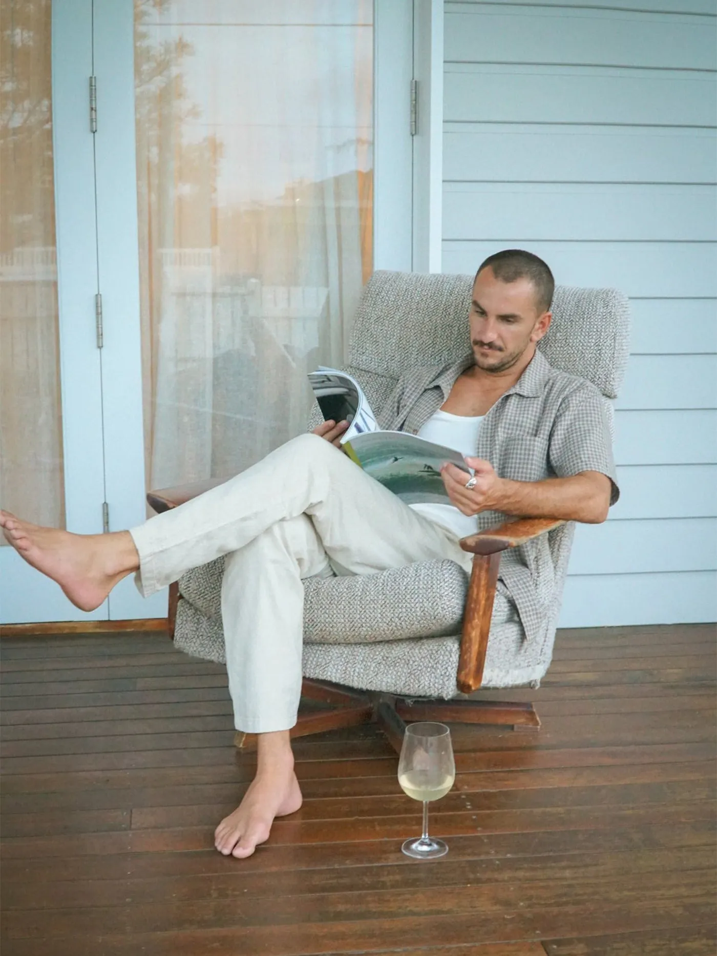 Linen Check Short Sleeve Buttondown Shirt