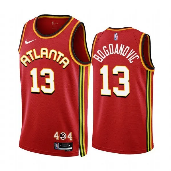 Atlanta Hawks #13 Bogdan Bogdanovic Icon Edition Stitched Jersey Red