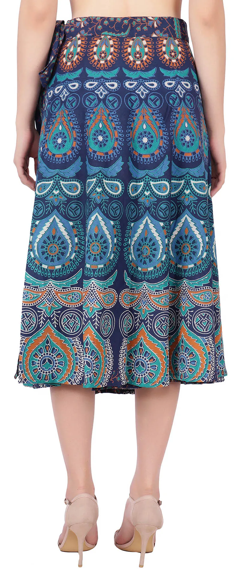 India Long Skirt Women's Cotton Ethnic Indian Clothing (Blue, One Size)