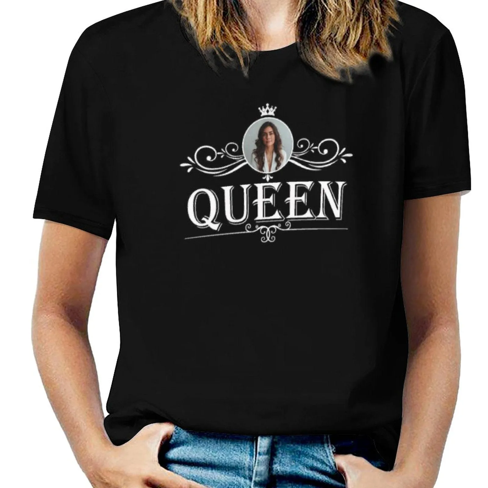 Custom Photo Printed T-Shirt Personalized Picture On Queen Shirt Gifts For Mother