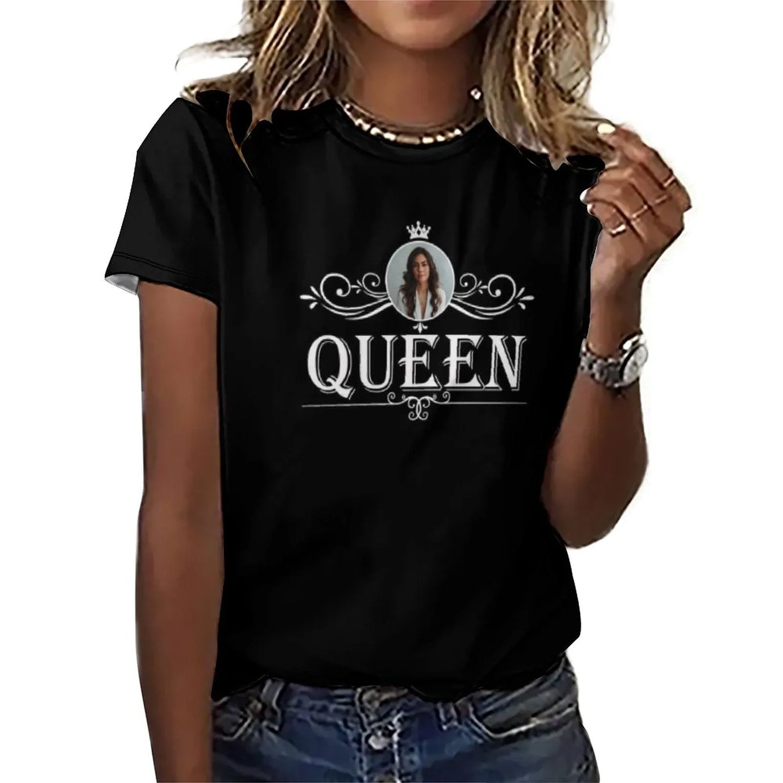 Custom Photo Printed T-Shirt Personalized Picture On Queen Shirt Gifts For Mother