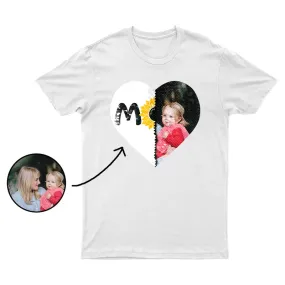 Custom Photo Sunflower DIY Heart Flip Sequin T-shirt Unisex Shirt Cotton Sequin Tee Mother's Day Gifts