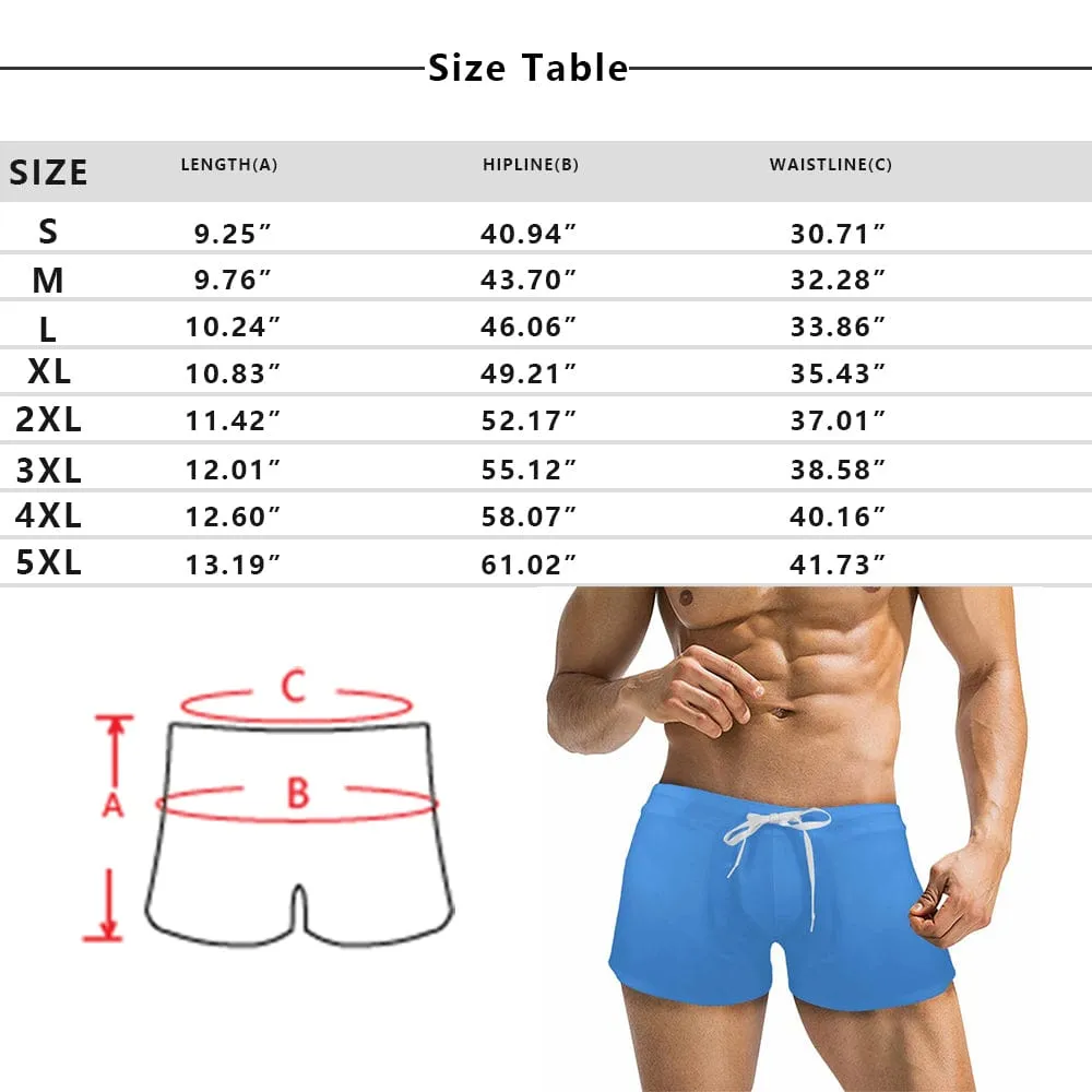 Custom Photo Multicolor Men's Swimwear Short Swim Trunks with Zipper Pocket Personalized Surfing Square Leg Board Shorts