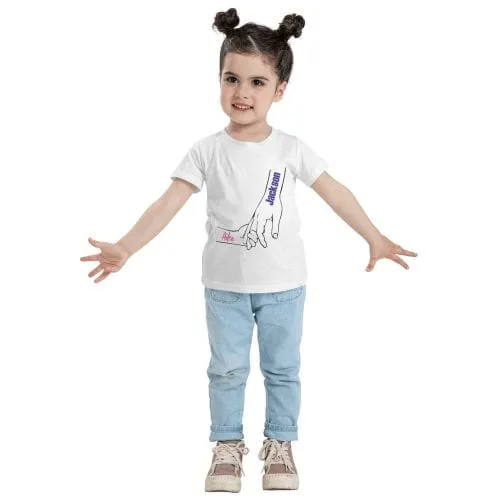 [Parent-Child Outfit]Custom Name Hand In Hand T-Shirt Birthday Holiday Gift Tee for Father's Day