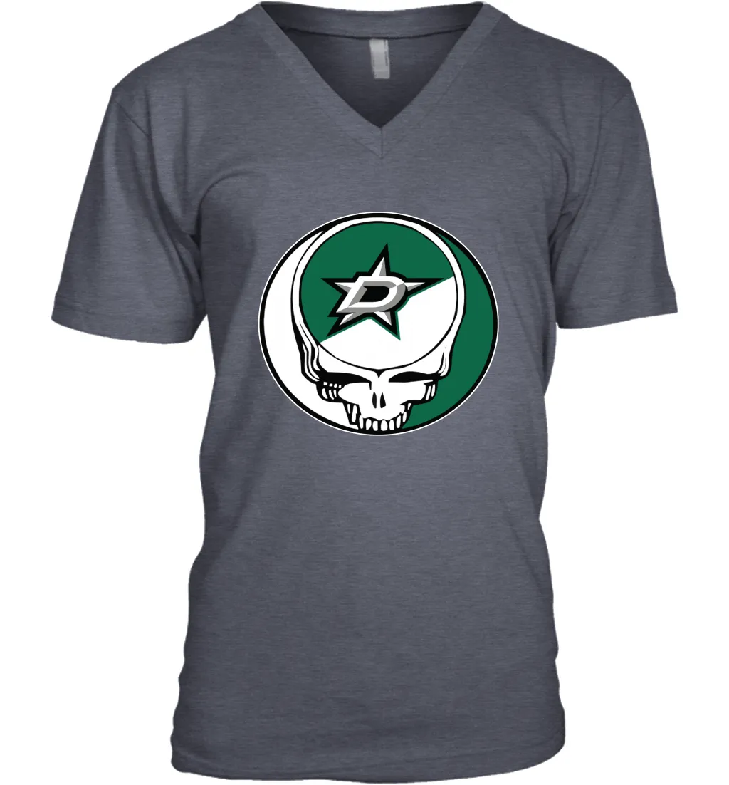 Dallas Stars Grateful Dead Steal Your Face Hockey NHL Mens V-Neck T-Shirt