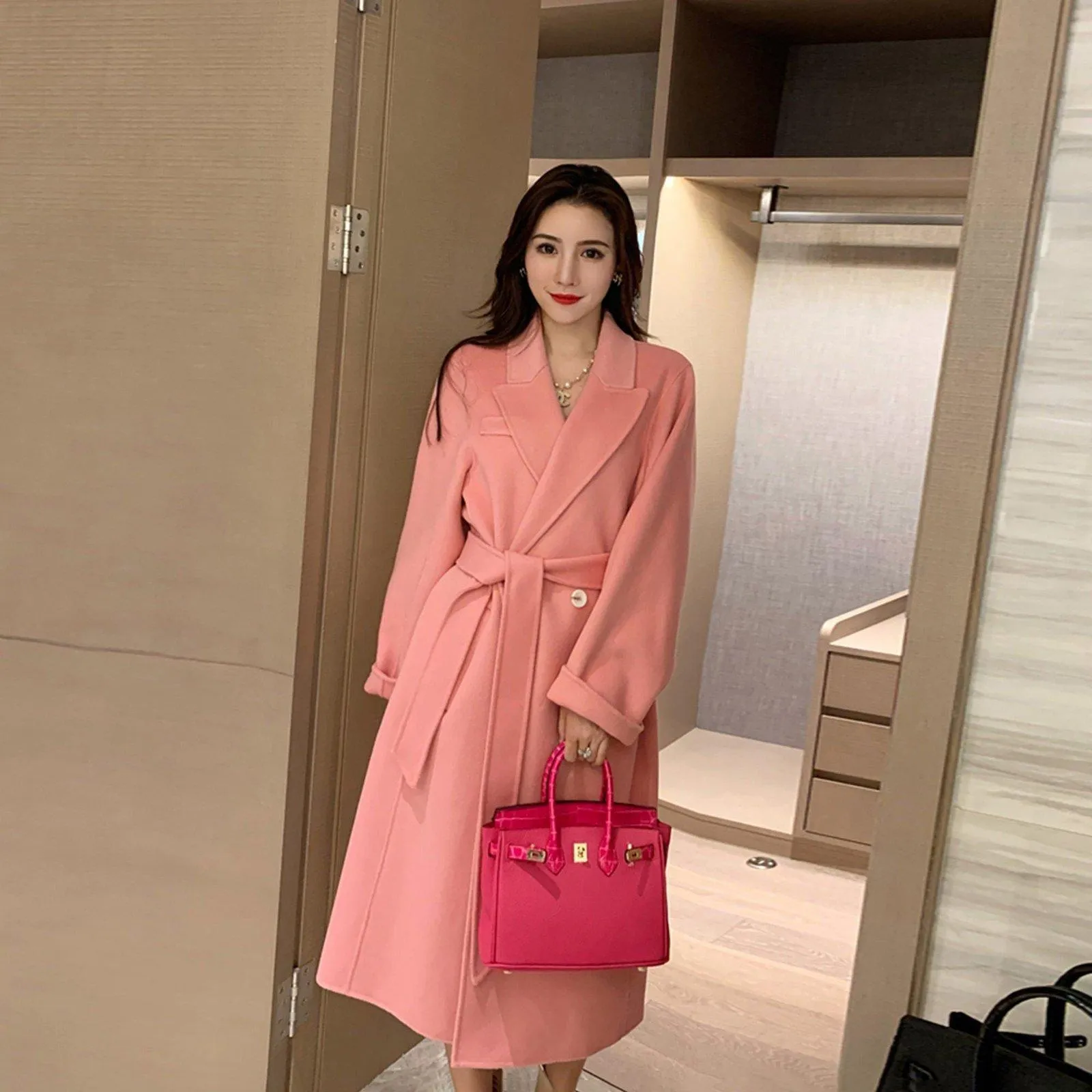 Etsther Double Face Wool Belted Long Coat