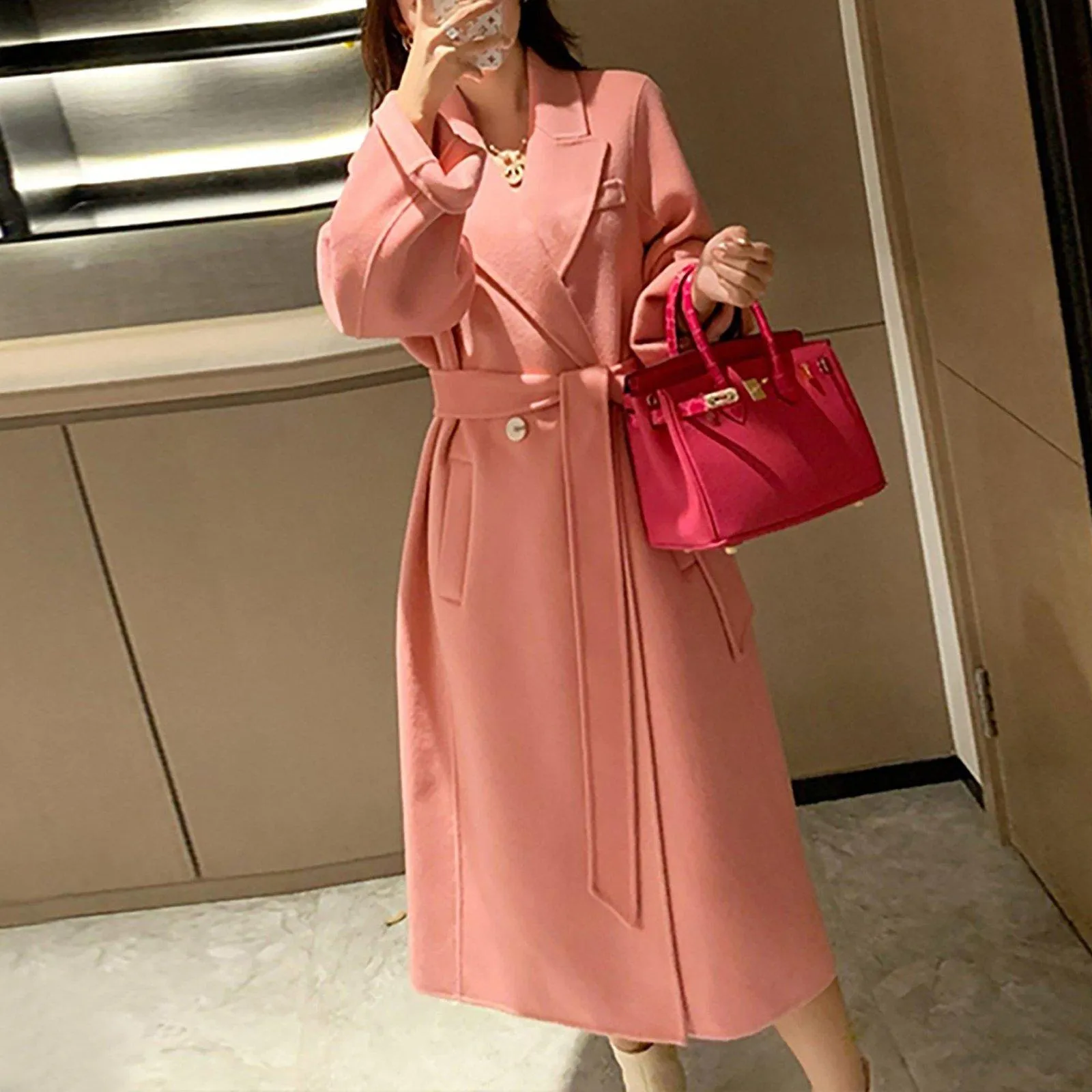 Etsther Double Face Wool Belted Long Coat