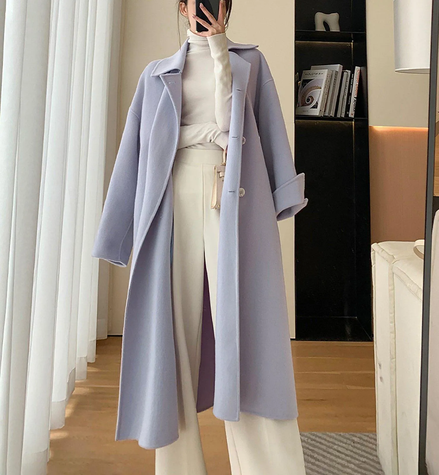 Eleanor Belted Long Wool Coat