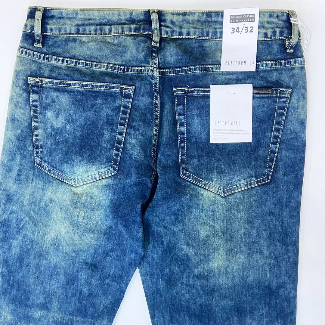 PLATFORM Washed Denim Jeans - Bleach