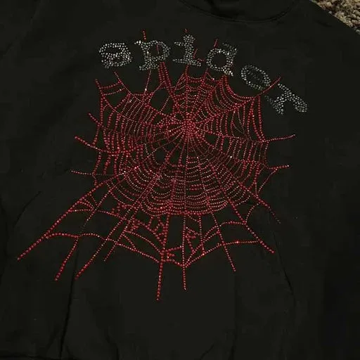 SP5DER OG Spider Rhinestone Logo Hoodie