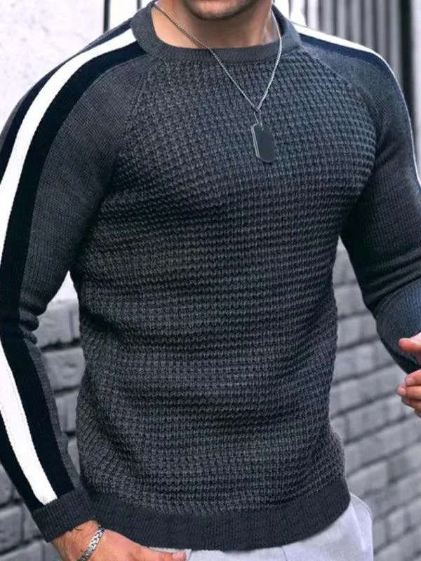 Geometric Round Neck Men Pullover Sweater