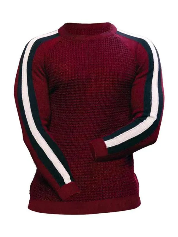 Geometric Round Neck Men Pullover Sweater