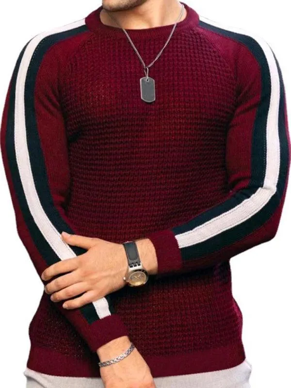 Geometric Round Neck Men Pullover Sweater