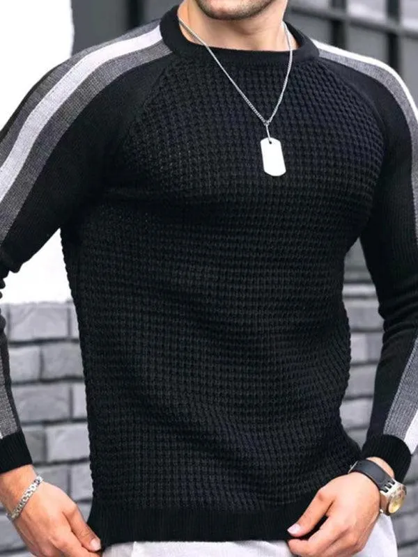 Geometric Round Neck Men Pullover Sweater