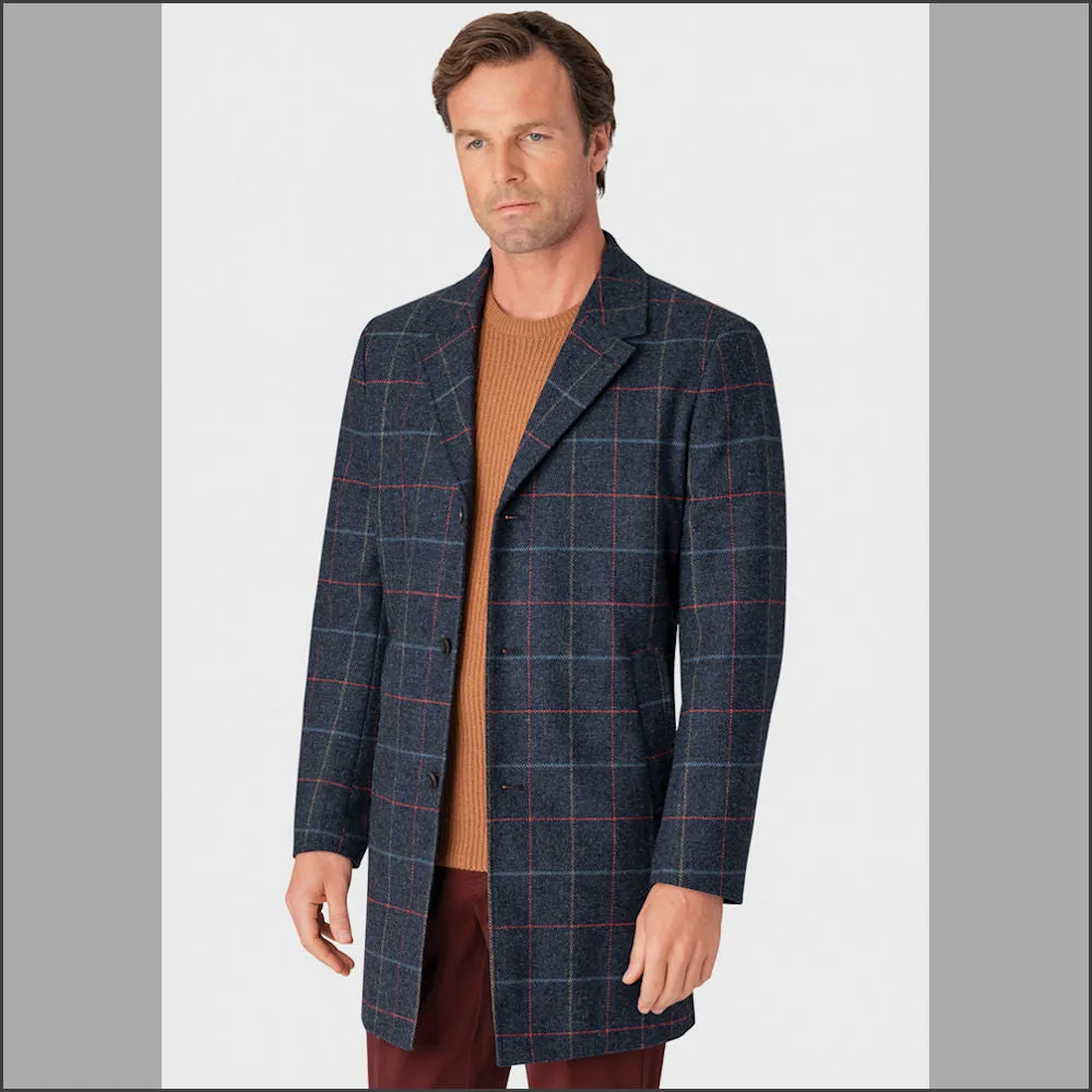 Brook Taverner Haincliffe 3/4 Wool Checked Over Coat<><>