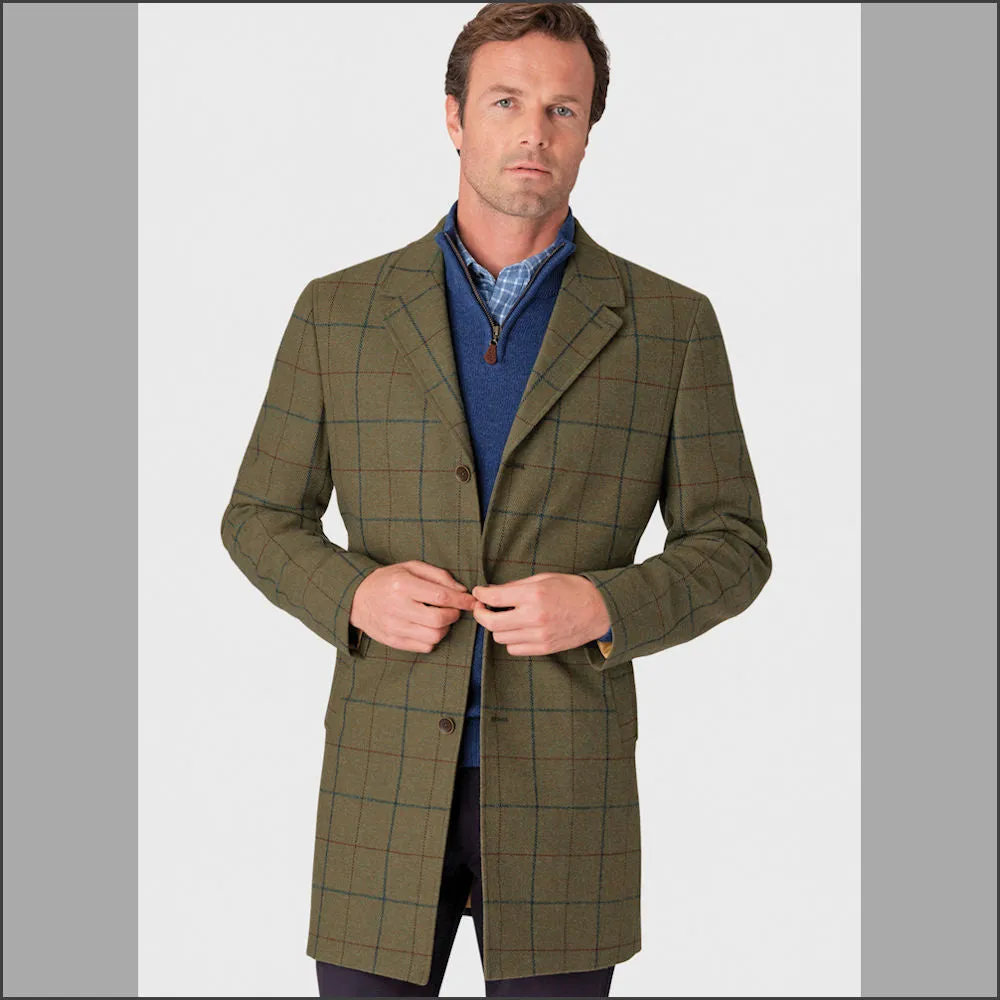 Brook Taverner Haincliffe 3/4 Wool Checked Over Coat<><>