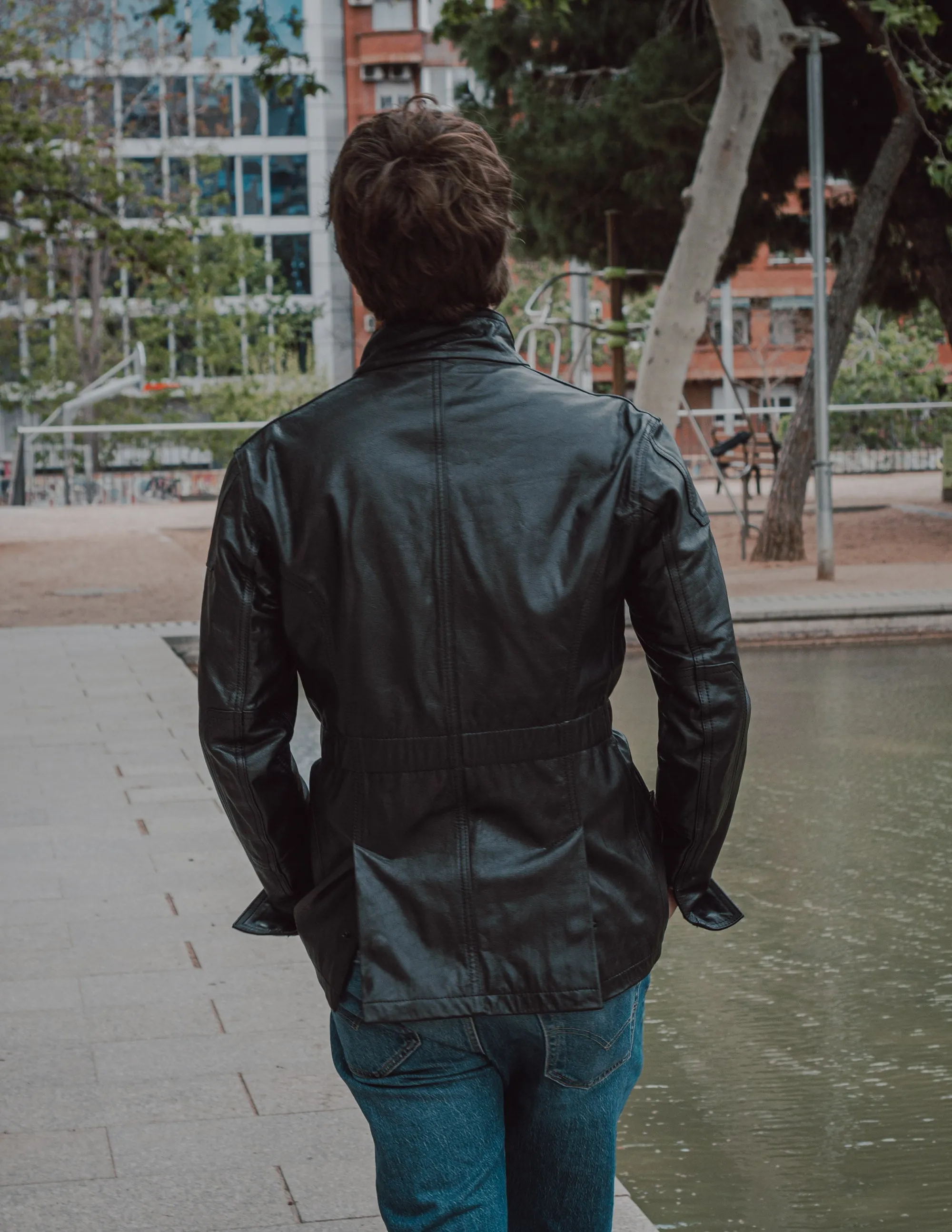 Hunter Black Leather Jacket for Men